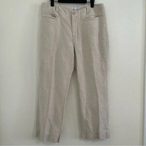Y2K CALVIN KLEIN JEANS Flax/Cotton Blend Capri Cropped Cream Color Pants size 12